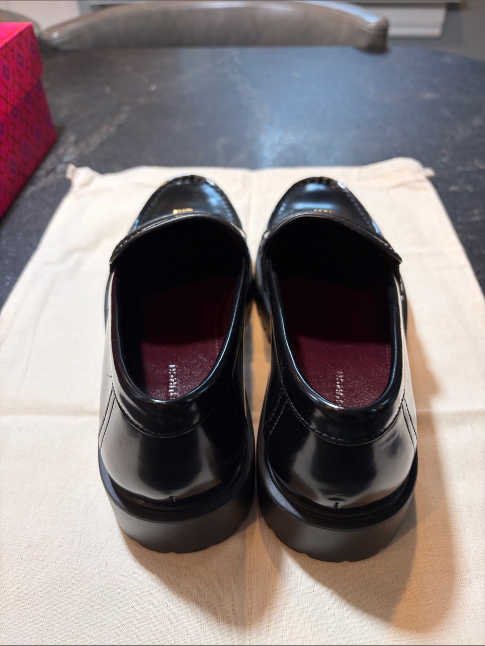 Tory Burch Black Leather Penny Loafers - Picture 4 of 6